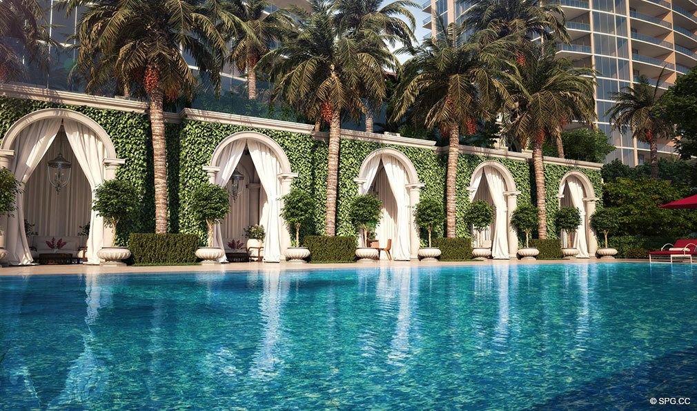 Pools and Cabanas at Estates at Acqualina, Luxury Oceanfront Condos in Sunny Isles Beach, Florida 33160