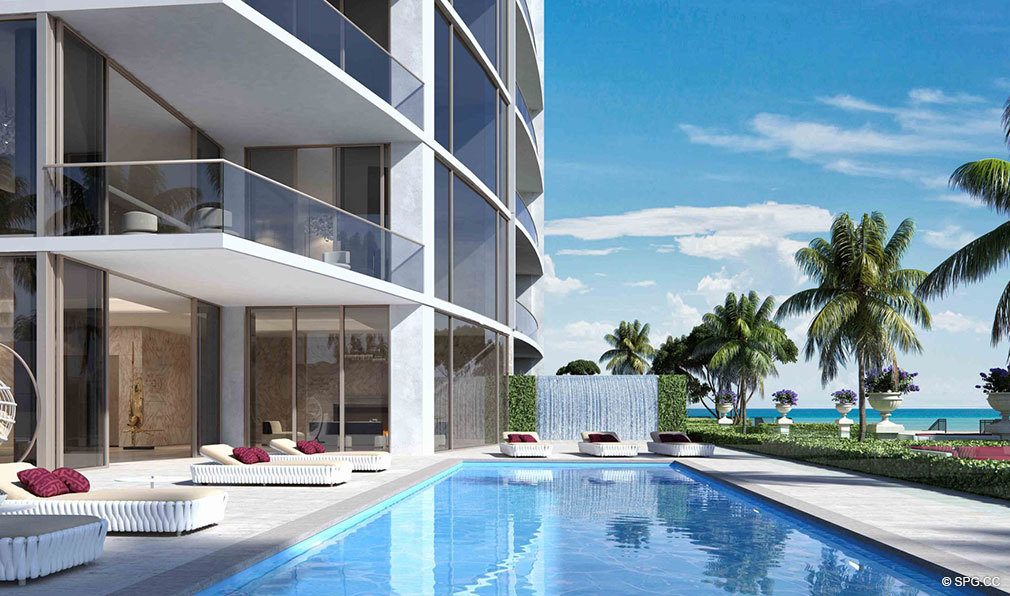 Casa D' Oro Terrace Pool at Estates at Acqualina, Luxury Oceanfront Condos in Sunny Isles Beach, Florida 33160