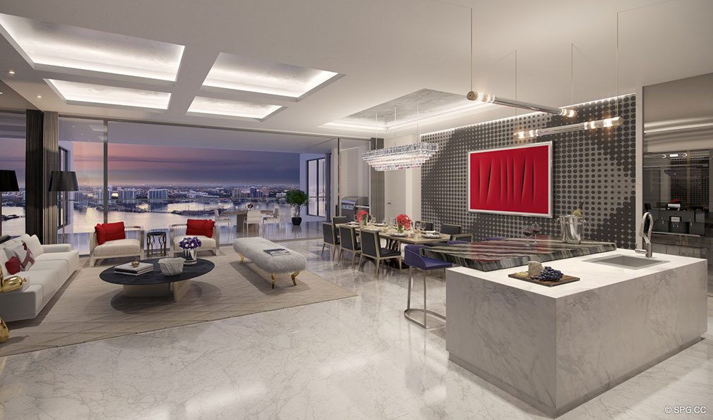 Spacious Open Positano Floorplan at Estates at Acqualina, Luxury Oceanfront Condos in Sunny Isles Beach, Florida 33160