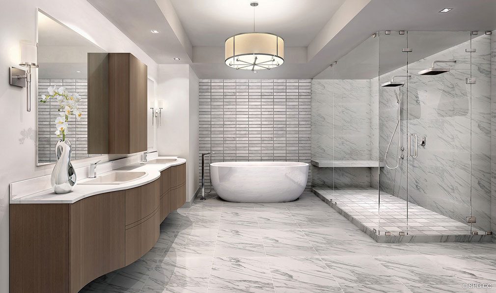 Master Bathrooms at 353 Sunset, Luxury Waterfront Condos in Fort Lauderdale, Florida 33301