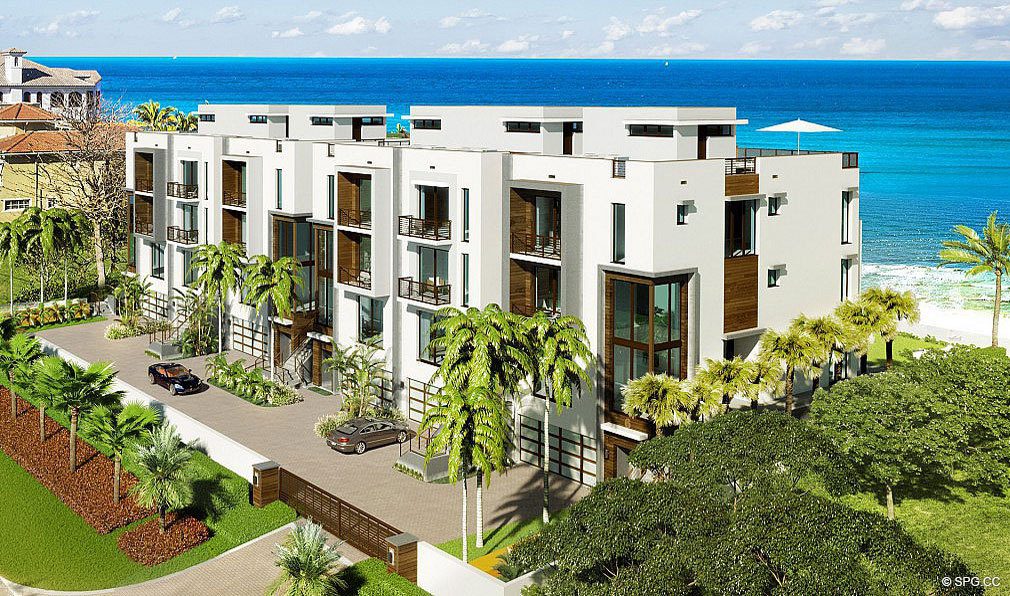 Aerial View of 3621 South Ocean, Luxury Oceanfront Townhomes in Highland Beach, Florida 33487