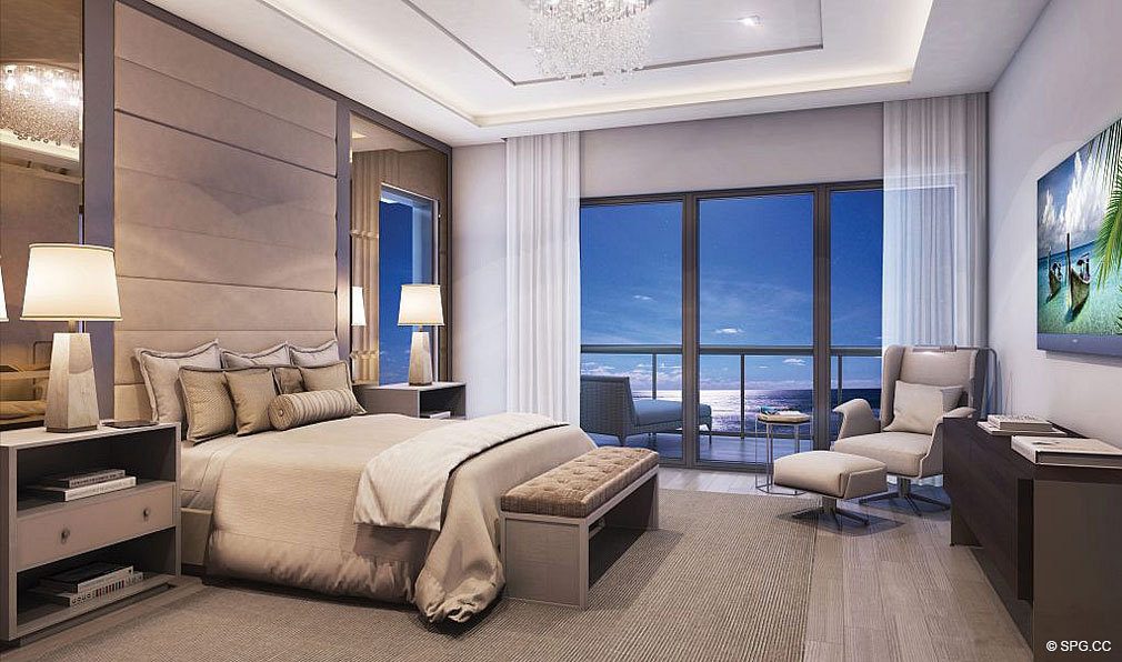 Master Bedroom in 3621 South Ocean, Luxury Oceanfront Townhomes in Highland Beach, Florida 33487