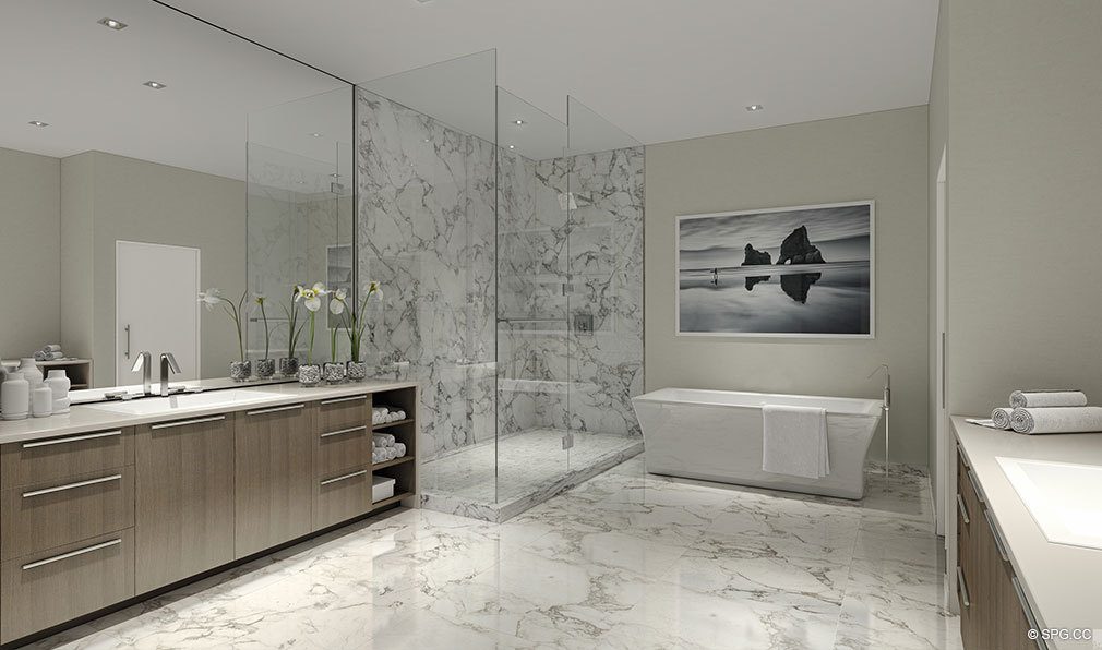 Master Bathrooms at VistaBlue Singer Island, Luxury Oceanfront Condos in Riviera Beach, Florida 33404