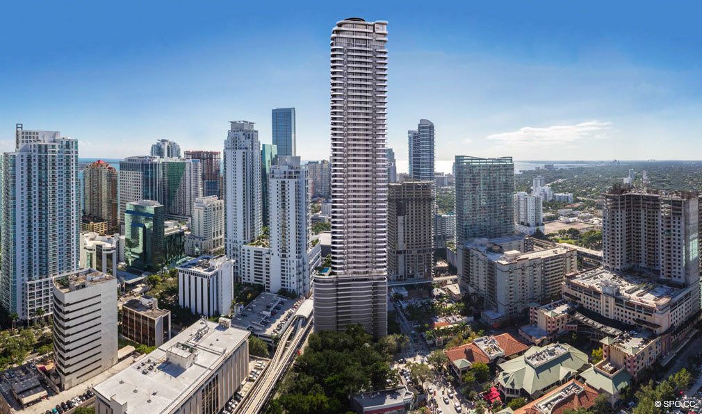 Aerial View of Brickell Flatiron, Luxury Condos in Miami, Florida 33130