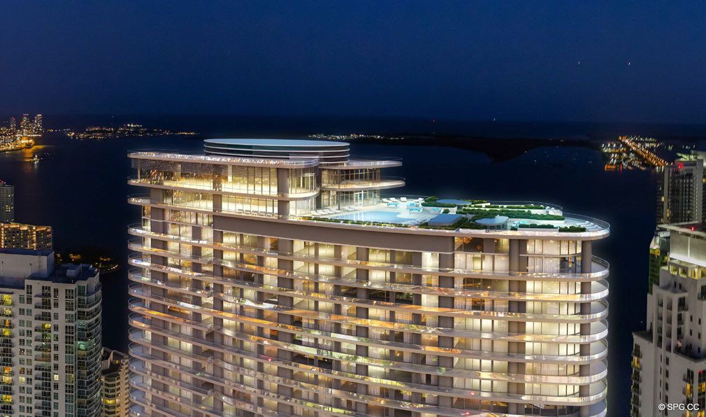 View of Sky Club and Rooftop at Brickell Flatiron, Luxury Condos in Miami, Florida 33130