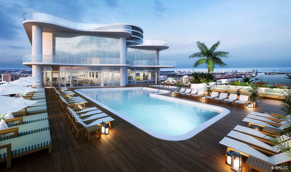 Rooftop Pool at Brickell Flatiron, Luxury Condos in Miami, Florida 33130