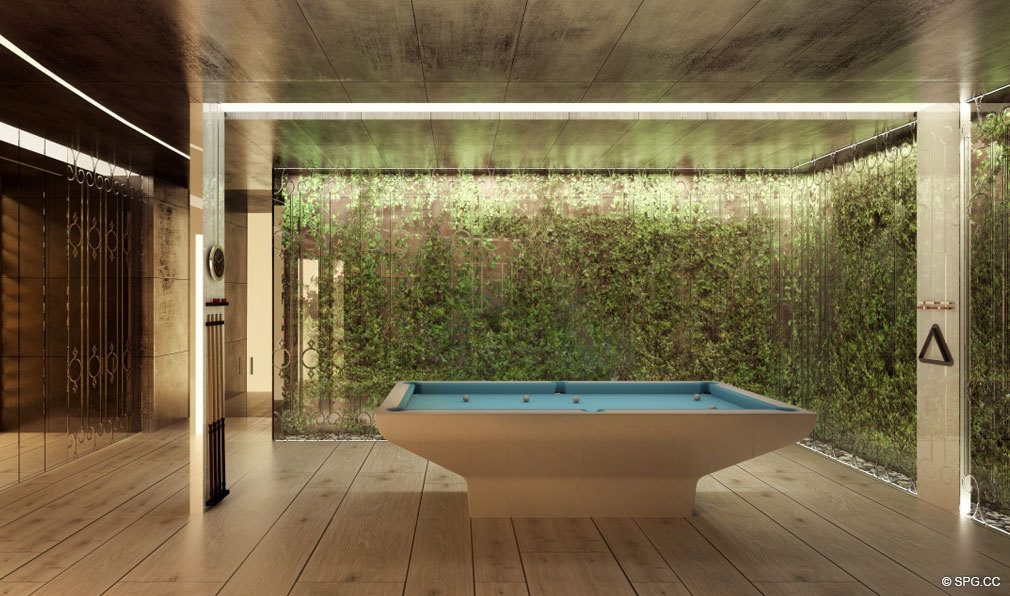 Billiard Room at Brickell Flatiron, Luxury Condos in Miami, Florida 33130