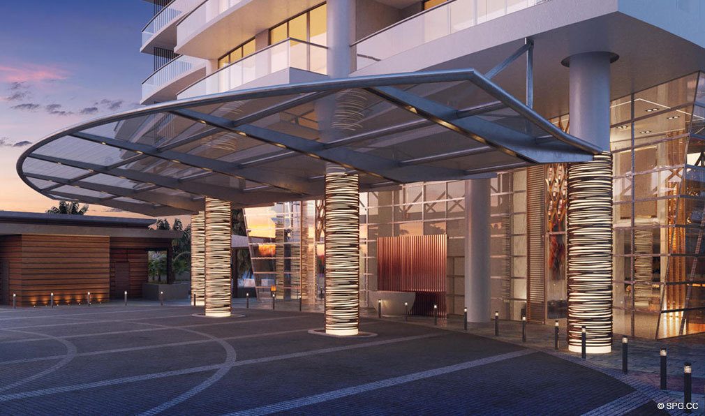 Evening Valet Entry at Amrit Ocean Resort and Residences, Luxury Oceanfront Condos on Singer Island, Florida