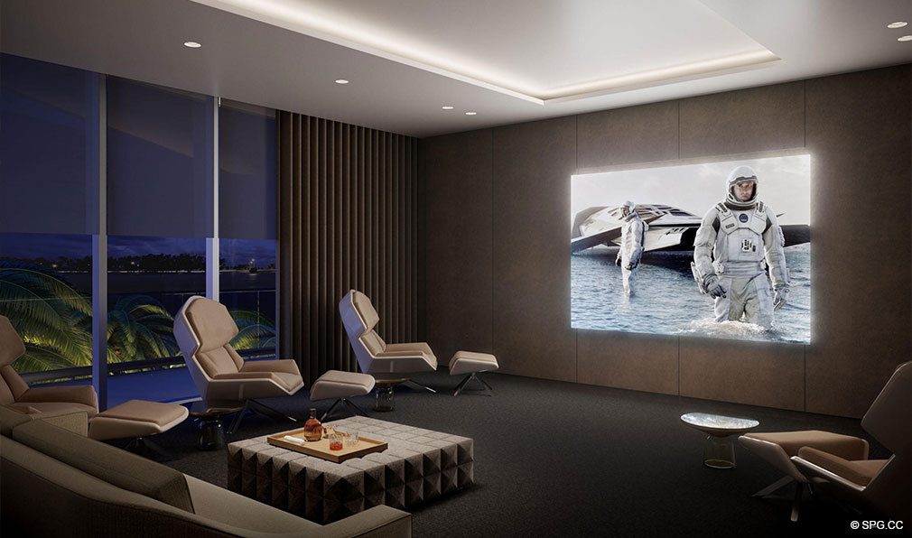 Media Room at Una Residences, Luxury Waterfront Condos in Miami, Florida, Florida 33129