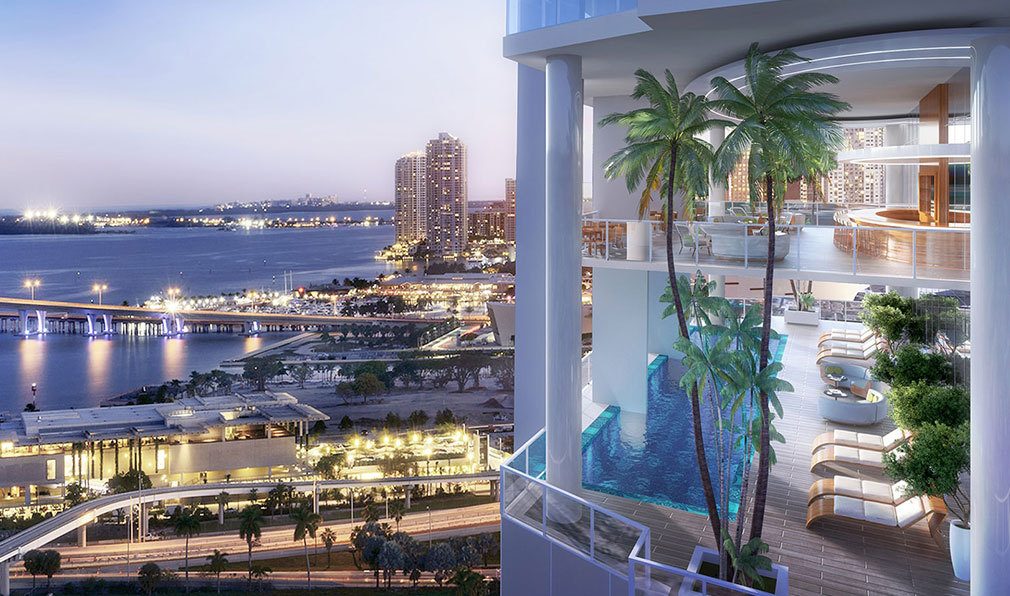 Elevated Pool Deck at Okan Tower, Luxury Condos in Miami, Florida 33136