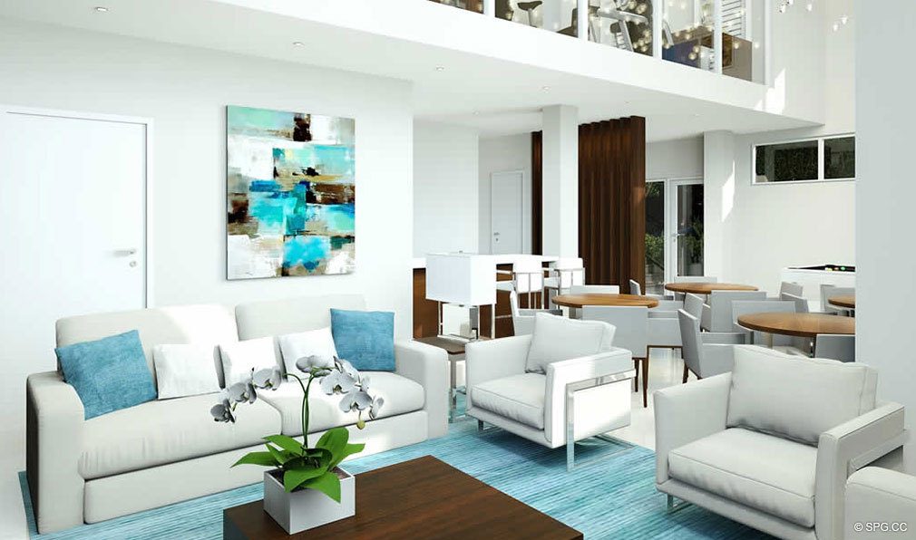 Clubhouse Lounge at 30 Thirty North Ocean, Luxury Seaside Condos in Fort Lauderdale, Florida, 33308.