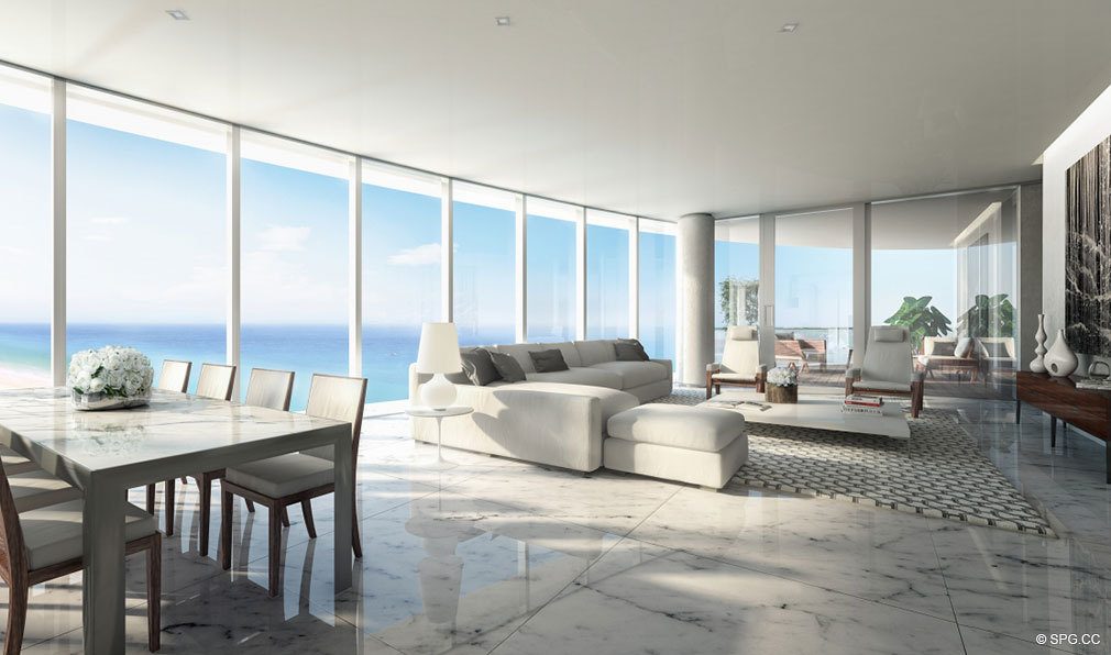 Living Room Render at Ritz-Carlton Residences Sunny Isles Beach, Luxury Oceanfront Condos in Sunny Isles Beach, Florida 33160