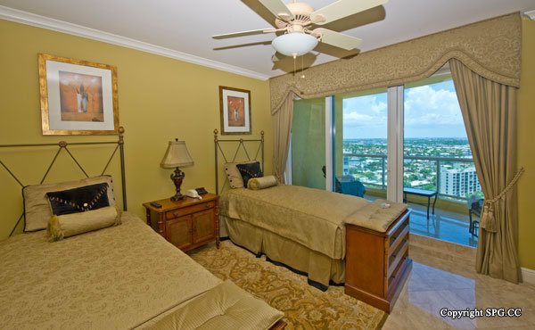 Guest Bedroom at Luxury Oceanfront Residence 21A, Tower II, The Palms Condominiums, 2110 North Ocean Boulevard, Fort Lauderdale Beach, Florida 33305, Luxury Seaside Condos 