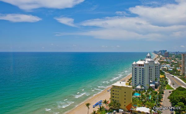 View to South at Luxury Oceanfront Residence 21A, Tower II, The Palms Condominiums, 2110 North Ocean Boulevard, Fort Lauderdale Beach, Florida 33305, Luxury Waterfront Condos 
