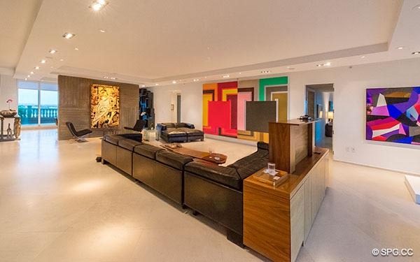 Expansive Flow-Through Living Room in Grand Penthouse 29A, Tower II at The Palms, Luxury Oceanfront Condos in Fort Lauderdale, South Florida 33305