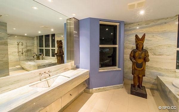 Custom Designed Bathrooms in Grand Penthouse 29A, Tower II at The Palms, Luxury Oceanfront Condos in Fort Lauderdale, South Florida 33305