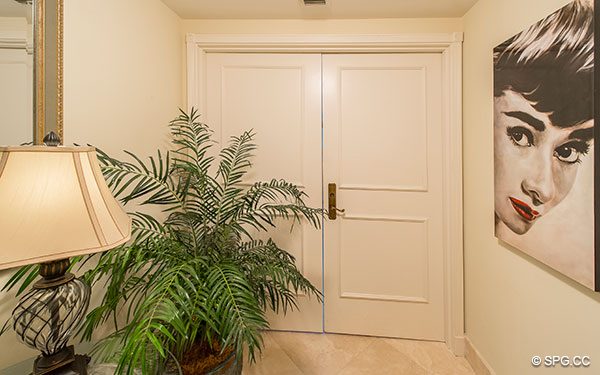 Entrance/Private Elevator Landing in Residence 22a, Tower II at The Palms, Luxury Oceanfront Condos. 2110 North Ocean Blvd. Fort Lauderdale, Florida 33305