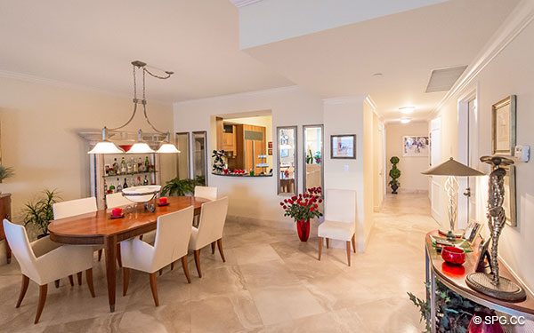 Dining Room in Residence 22a, Tower II at The Palms, Luxury Oceanfront Condos. 2110 North Ocean Blvd. Fort Lauderdale, Florida 33305