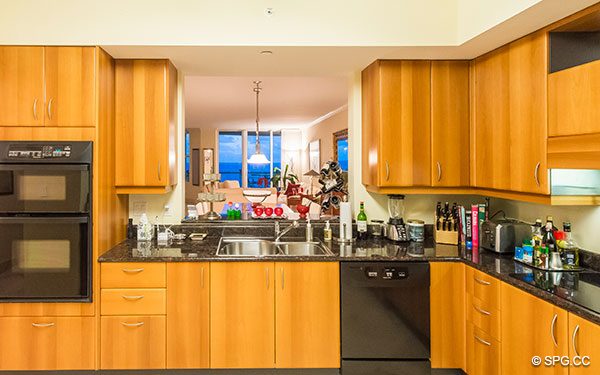 Kitchen in Residence 22a, Tower II at The Palms, Luxury Oceanfront Condos. 2110 North Ocean Blvd. Fort Lauderdale, Florida 33305