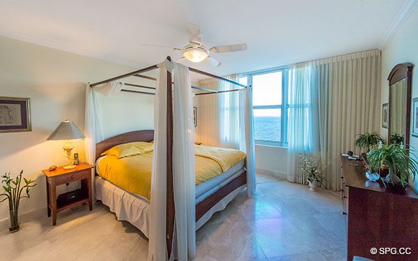 Master Bedroom Suite in Residence 22a, Tower II at The Palms, Luxury Oceanfront Condos. 2110 North Ocean Blvd. Fort Lauderdale, Florida 33305
