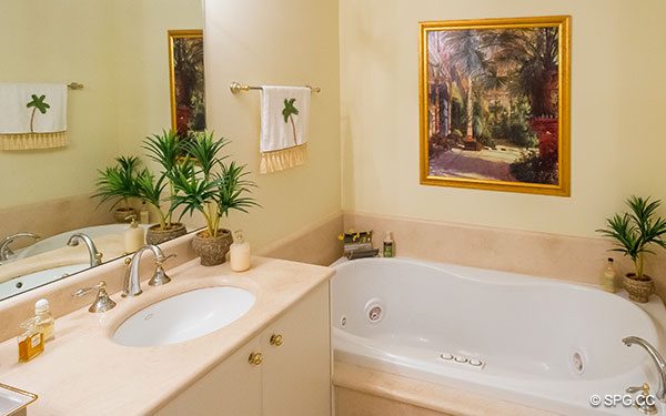 Master Bath with Whirlpool Tub in Residence 22a, Tower II at The Palms, Luxury Oceanfront Condos. 2110 North Ocean Blvd. Fort Lauderdale, Florida 33305