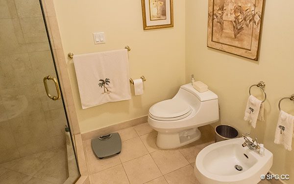 Master Bathroom in Residence 22a, Tower II at The Palms, Luxury Oceanfront Condos. 2110 North Ocean Blvd. Fort Lauderdale, Florida 33305