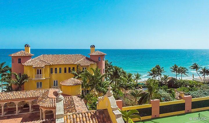 Oceanside Terrace View  from Residence 7C, Tower I at The Palms, Luxury Oceanfront Condominiums, 2100 North Ocean Boulevard,  Fort Lauderdale, Florida 33305