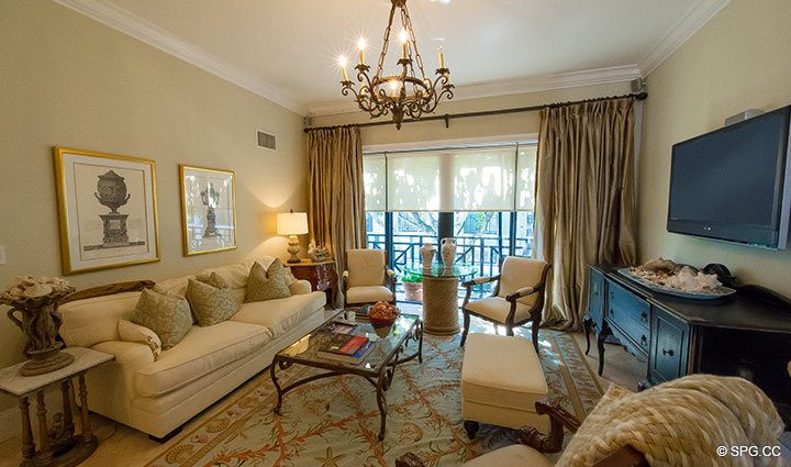 Living Room at Luxury Oceanfront Residence 248, The Oceanage Condominiums, 1650 South Ocean Lane, Fort Lauderdale, Florida 33316