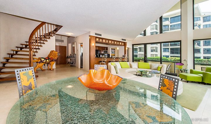 Great Room inside Residence 1-101 at Oasis, Luxury Oceanfront Condos in Palm Beach, Florida 33480.