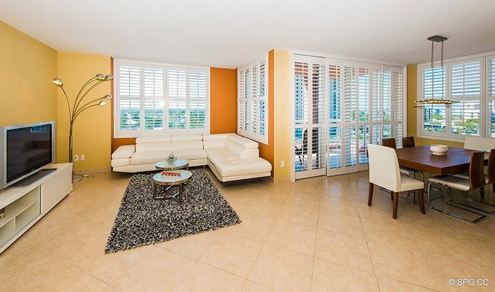 Spacious Open Living Room in Residence 8B, Tower I at The Palms, Luxury Oceanfront Condominiums Fort Lauderdale, Florida 33305