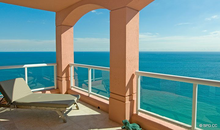 View from Terrace at Luxury Oceanfront Residence 28A, Tower II, The Palms Condominiums, 2110 North Ocean Boulevard, Fort Lauderdale Beach, Florida 33305, Luxury Seaside Condos