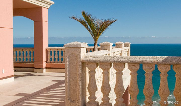 Oceanfront Terrace at Luxury Oceanfront Residence at 25D, Tower II, The Palms Condominium, 2110North Ocean Boulevard, Fort Lauderdale Beach, Florida 33305, Luxury Seaside Condos, the Palms Tower II