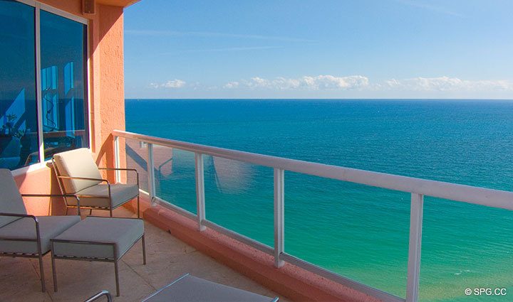 Terrace at Luxury Oceanfront Residence 24E, Tower II, The Palms Condominium, 2110 North Ocean Boulevard, Fort Lauderdale Beach, FL 33305, Luxury Seaside Condos