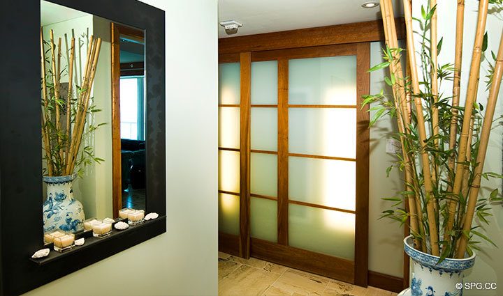 Private Lobby at Luxury Oceanfront Residence 23B, Tower II, The Palms Condominium, 2110 North Ocean Boulevard, Fort Lauderdale, Florida 33305, Luxury Seaside Condos