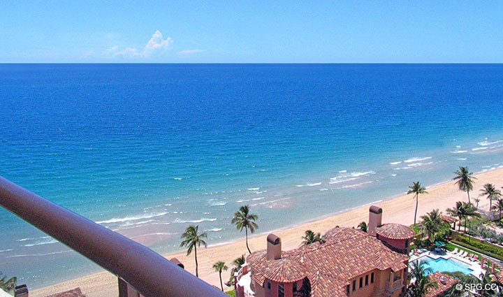 View from Terrace at Luxury Oceanfront Residence 16D, Tower II, The Palms Condo, 2110 North Ocean Boulevard, Fort Lauderdale Beach,  Florida 33305, Luxury Seaside Condos
