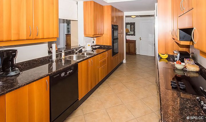 Gourmet Kitchen with Snaidero Cabinetry in Residence 7C, Tower I at The Palms, Luxury Oceanfront Condominiums, 2100 North Ocean Boulevard, Fort Lauderdale, Florida 33305