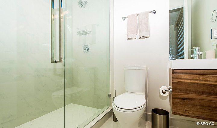Guest Bathroom in Residence 301 at AquaVita Las Olas, Luxury Waterfront Condos Fort Lauderdale, Florida 33301