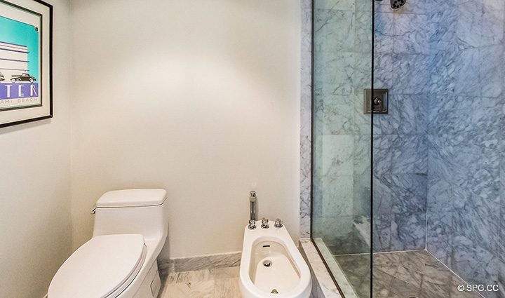 Master Glass Enclosed Shower in Residence 1-101 at Oasis, Luxury Oceanfront Condos in Palm Beach, Florida 33480.