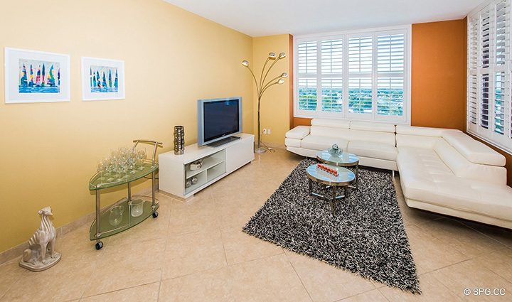 Living Room inside Residence 8B, Tower I at The Palms, Luxury Oceanfront Condominiums Fort Lauderdale, Florida 33305