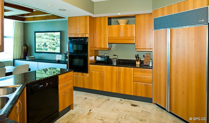 Kitchen at Luxury Oceanfront Residence 23B, Tower II,The Palms Condominium, 2110 North Ocean Boulevard, Fort Lauderdale, Florida 33305, Luxury Seaside Condos, Miami
