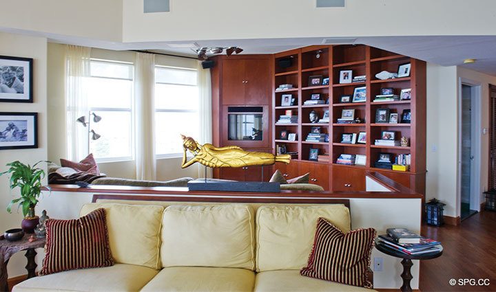 Living Room at Luxury Oceanfront Residence 20E, Tower I at The Palms Condominium, 2100 North Ocean Boulevard, Fort Lauderdale Beach, Florida 33305, Luxury Beach Condos