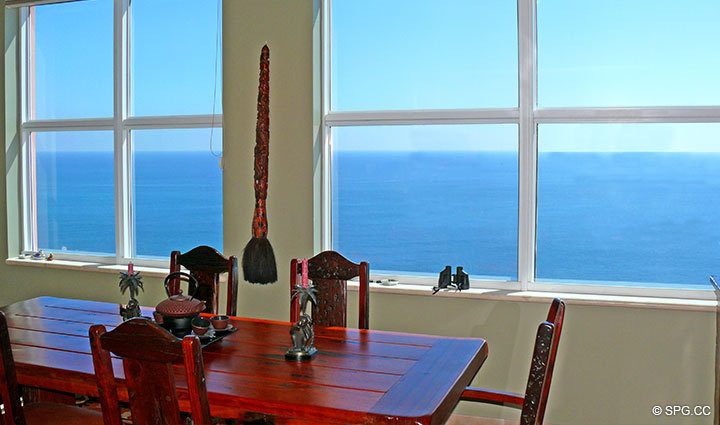 View from Dining Area at Luxury Oceanfront Residence 20B, Tower I, The Palms Condominiums, 2100 North Ocean Boulevard, Fort Lauderdale Beach, Florida 33305, Luxury Seaside Condos