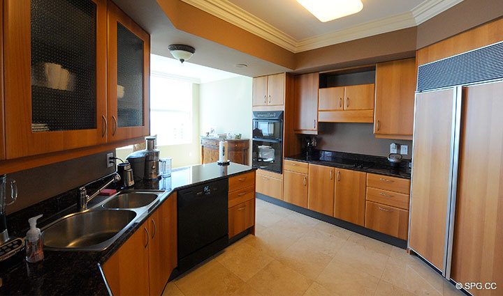 Kitchen at Luxury Oceanfront Residence 16B, Tower II, The Palms Condominium, 2110 North Ocean Boulevard, Fort Lauderdale, Florida 33305, Luxury Seaside Condos