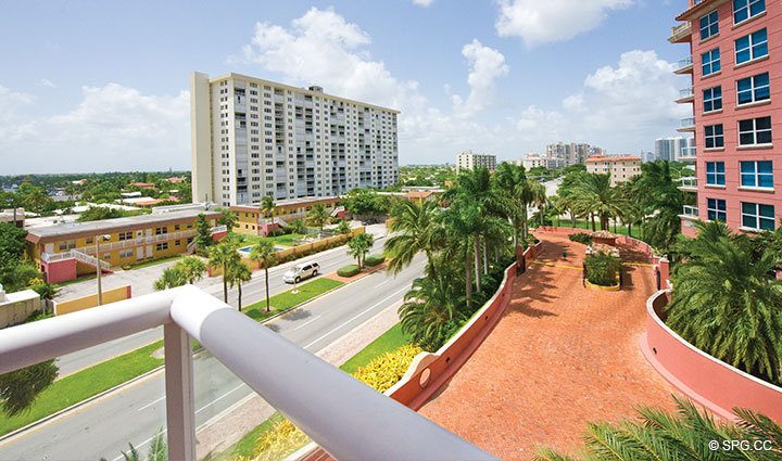 Overlooking the View from Terrace at Luxury Oceanfront Residence 6B, Tower I, The Palms Condo, 2100 North Ocean Boulevard, Fort Lauderdale Beach, Florida 33305, Luxury Seaside Condos
