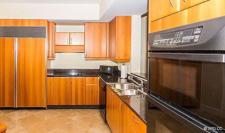 Gourmet Kitchen with Snaidero Cabinetry inside Residence 6D, Tower II at The Palms, Luxury Oceanfront Condos. 2110 North Ocean Blvd. Fort Lauderdale, Florida 33305