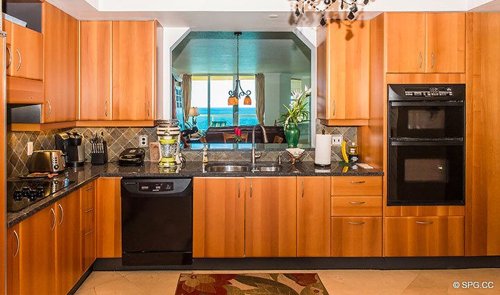 View from Kitchen inside Residence 17D, Tower II at The Palms, Luxury Oceanfront Condominiums Fort Lauderdale, Florida 33305
