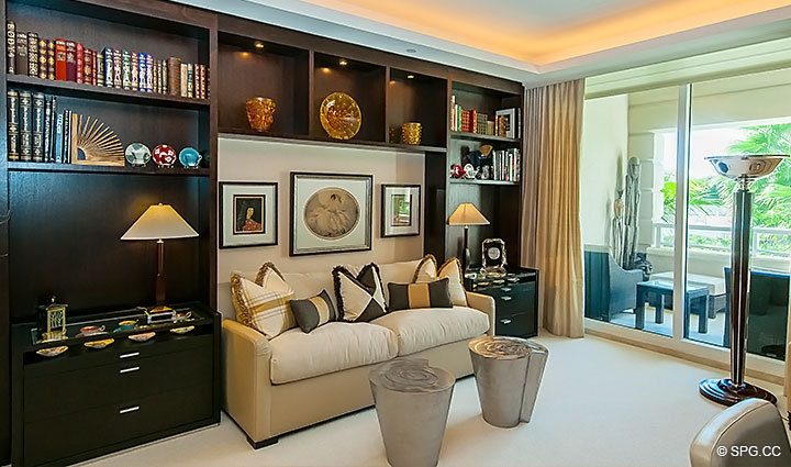 Den / Guest Room inside Residence 206 at Bellaria, Luxury Oceanfront Condominiums in Palm Beach, Florida 33480.