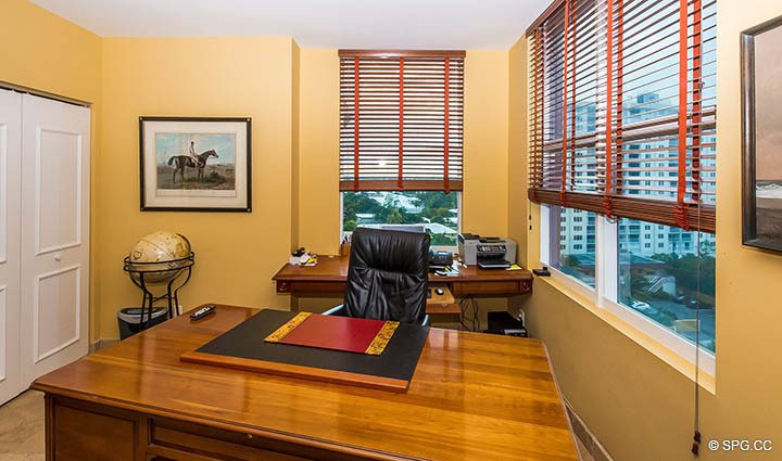 Office / Bedroom inside Residence 9B, Tower I at The Palms, Luxury Oceanfront Condos in Fort Lauderdale, Florida 33305.