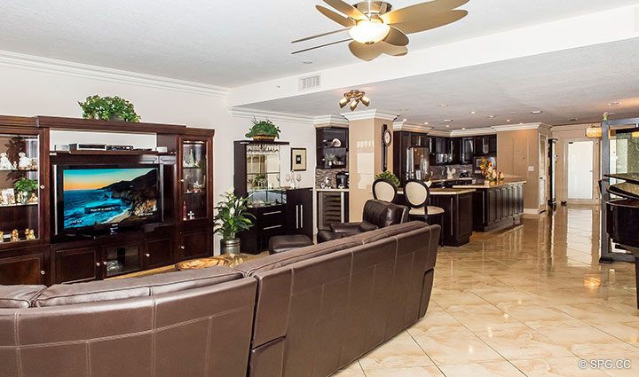 Superb Living Space inside Residence 105 at La Cascade, Luxury Waterfront Condominiums in Fort Lauderdale, Florida 33304.