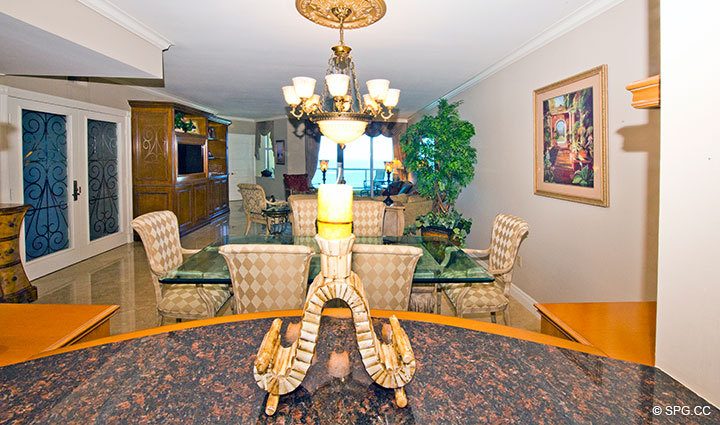 View from kitchen at Luxury Oceanfront Residence 21A, Tower II, The Palms Condominiums, 2110 North Ocean Boulevard, Fort Lauderdale Beach, Florida 33305, Luxury Seaside Condos 